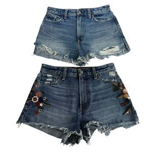 abercrombie fitch annie high rise floral embroidered shorts size 26 lot of 2